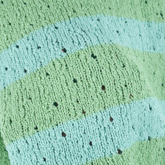 Free People Small Sweater Willow Cable Knit Boxy Oversized Stripe Pastel Blue - Picture 7 of 7